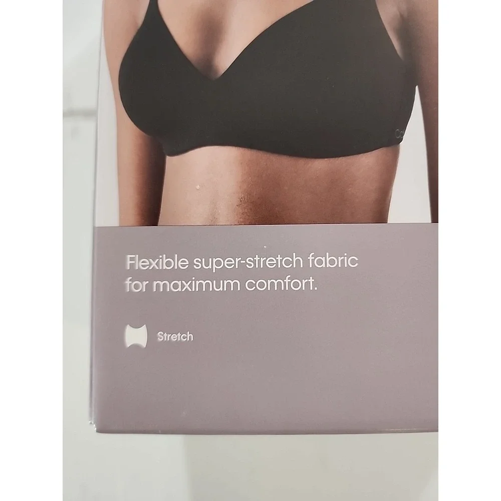 Calvin Klein Women's 2-Pack Lightly Lined Wirefree Bra Set Size XL - Black/Tan - Picture 3 of 6